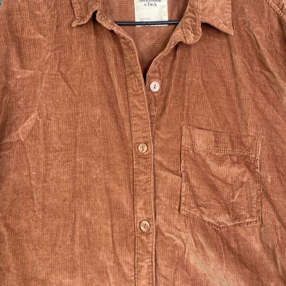 Abercrombie Fitch Corduroy Button Up Shacket Grunge  Academia Oversized Size L - Picture 4 of 9